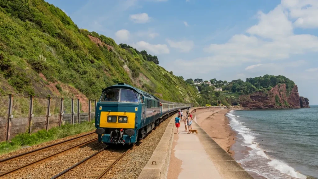 D1015 Western Champion train on a coastline